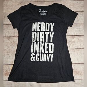 Inked Nerdy Dirty Inked & Curvy slim fit graphic tee shirt